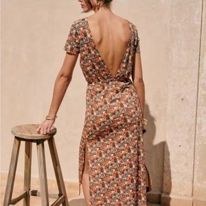 NWT Sezane Floral Luce Backless Short-Sleeve Dress